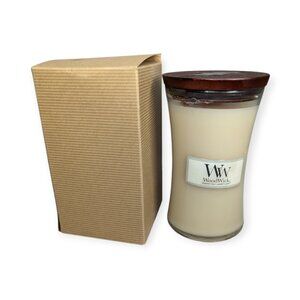 WoodWick Large 22 oz Candle- Vanilla Bean Burn Time 150 Hours Never Used NIB
